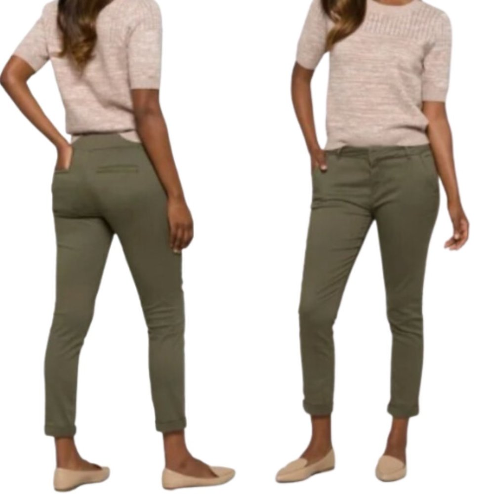 Dictionary Ponte Pants Eva Straight Leg Stretch Trouser Olive/Sage SZ 12 NEW!!